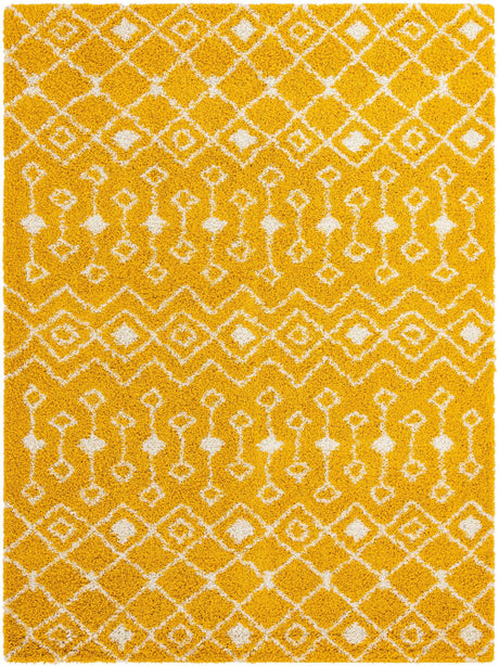 Yellow 10' x 13' Moroccan Trellis Shag Rectangle Rug