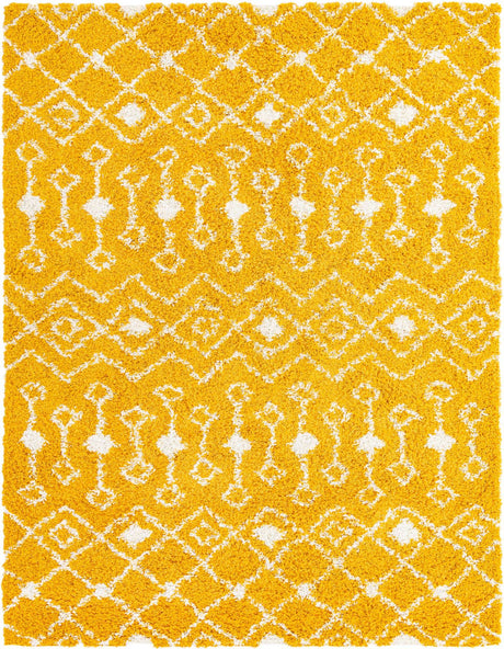 Yellow 8' x 10' Moroccan Trellis Shag Rectangle Rug