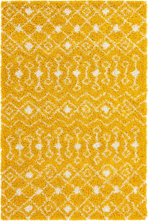 Yellow 6' x 9' Moroccan Trellis Shag Rectangle Rug
