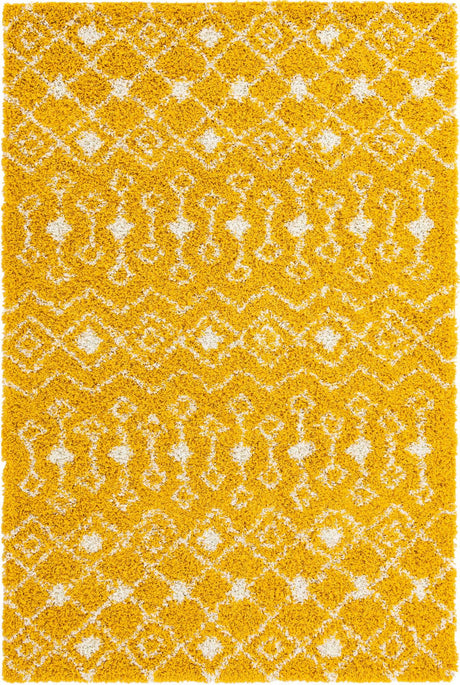 Yellow 6' x 9' Moroccan Trellis Shag Rectangle Rug