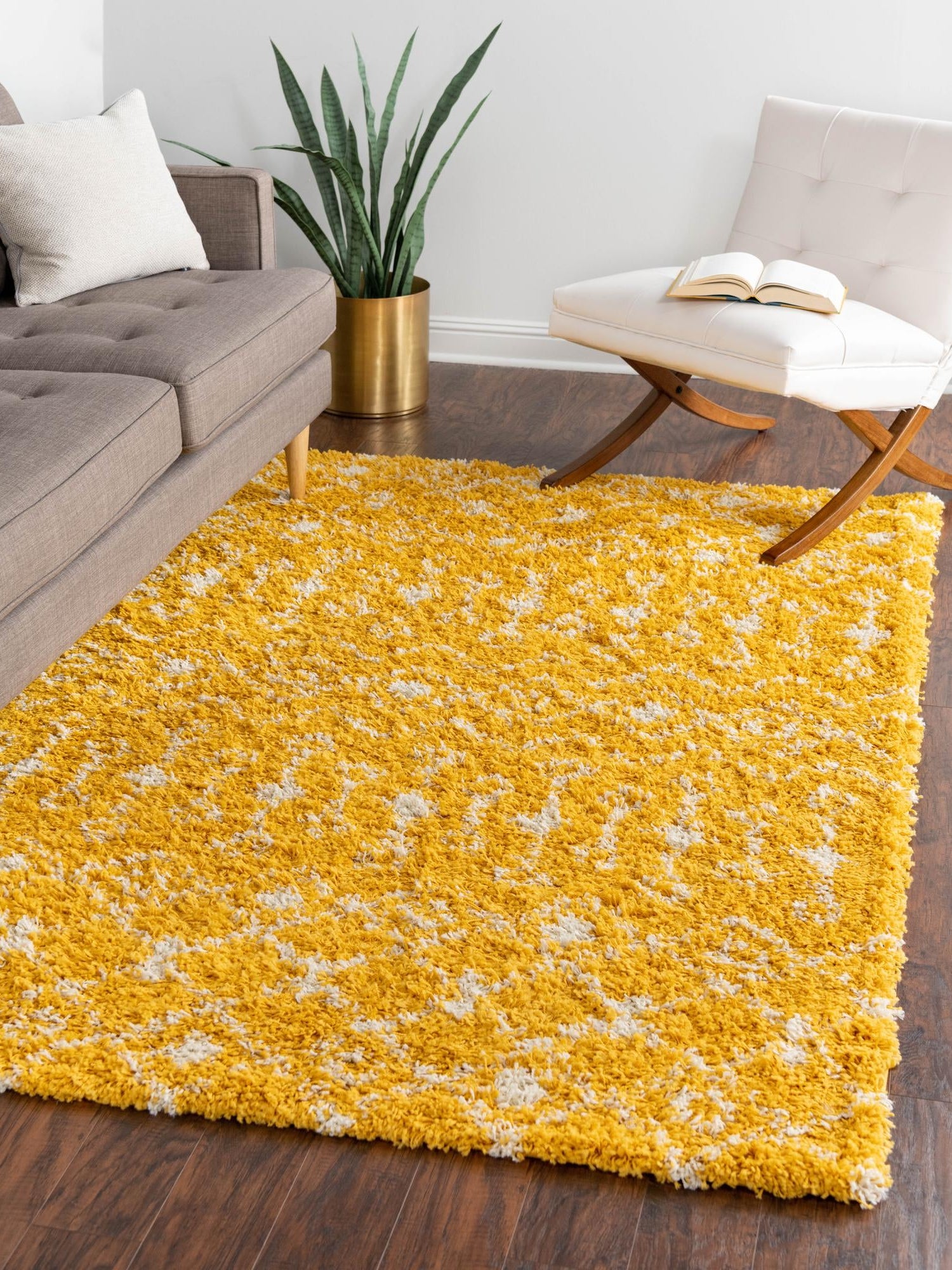 Yellow 10' x 13' 1 Moroccan Trellis Shag Rectangle Area Rug Thick Soft Touch Fluffy & Plush Shaggy Pile 100% Polypropylene Geometric Traditional Carpet for Sale at Rug Engine