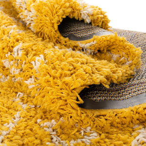 Yellow 2' x 3' 1 Moroccan Trellis Shag Rectangle Area Rug Thick Soft Touch Fluffy & Plush Shaggy Pile