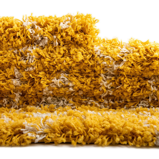 Yellow 2' x 3' 1 Moroccan Trellis Shag Rectangle Area Rug Thick Soft Touch Fluffy & Plush Shaggy Pile