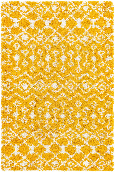 Yellow 4' x 6' Moroccan Trellis Shag Rectangle Rug