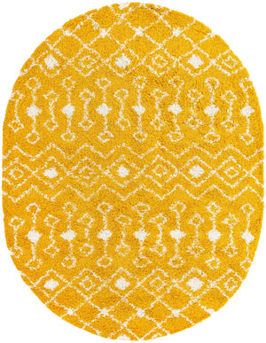 Yellow 8' x 10' Moroccan Trellis Shag Oval Rug