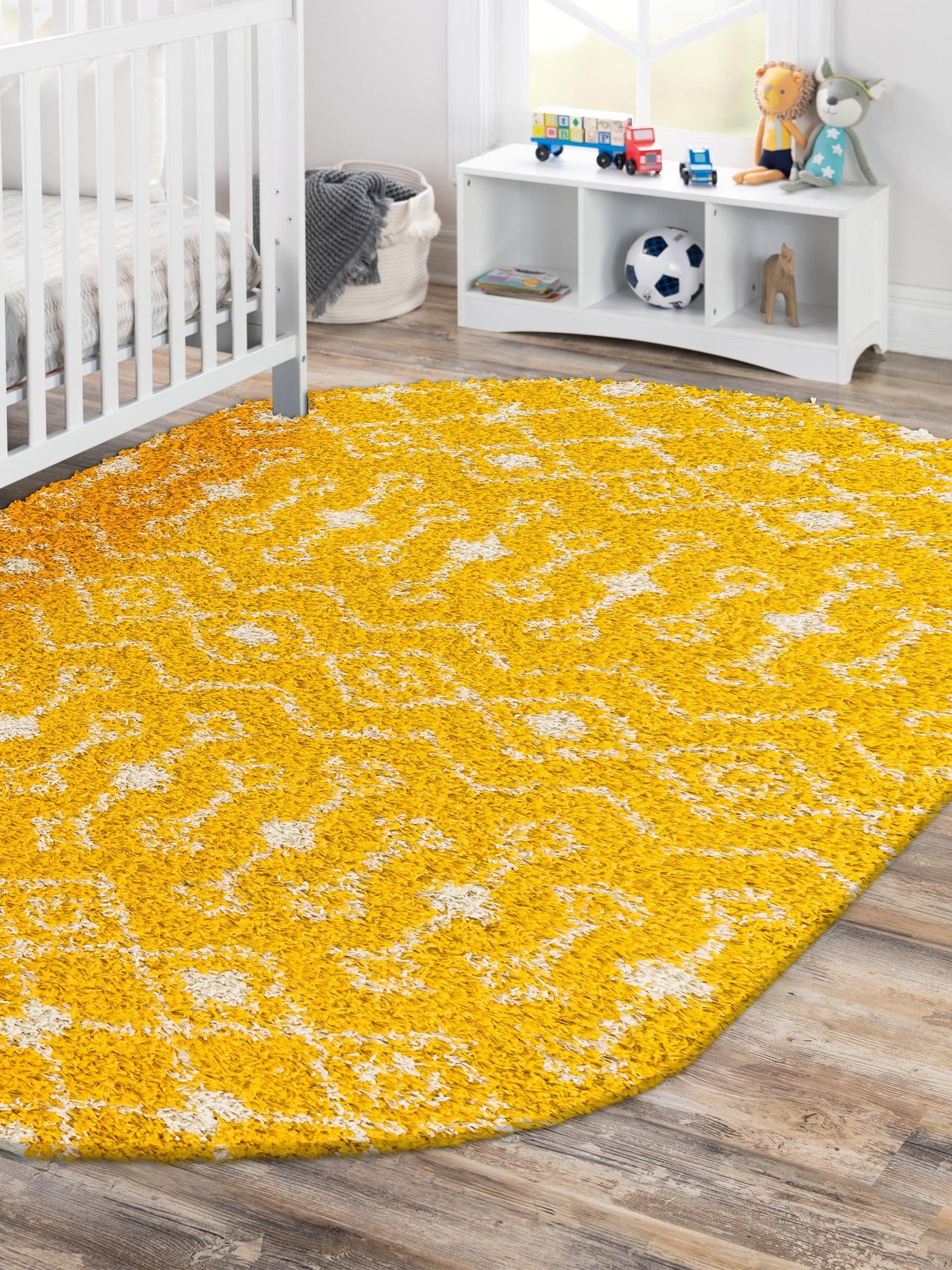 Yellow 7' 10 x 10' Moroccan Trellis Shag Oval Area Rug Thick Soft Touch Fluffy & Plush Shaggy Pile 100% Polypropylene Geometric Traditional Carpet for Sale at Rug Engine