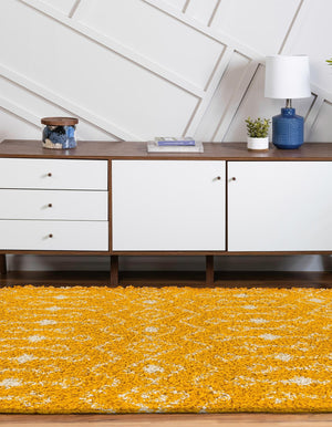 Yellow 8' x 10' Moroccan Trellis Shag Oval Rug