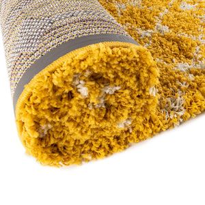 Yellow 5' 3 x 8' Moroccan Trellis Shag Oval Area Rug Thick Soft Touch Fluffy & Plush Shaggy Pile