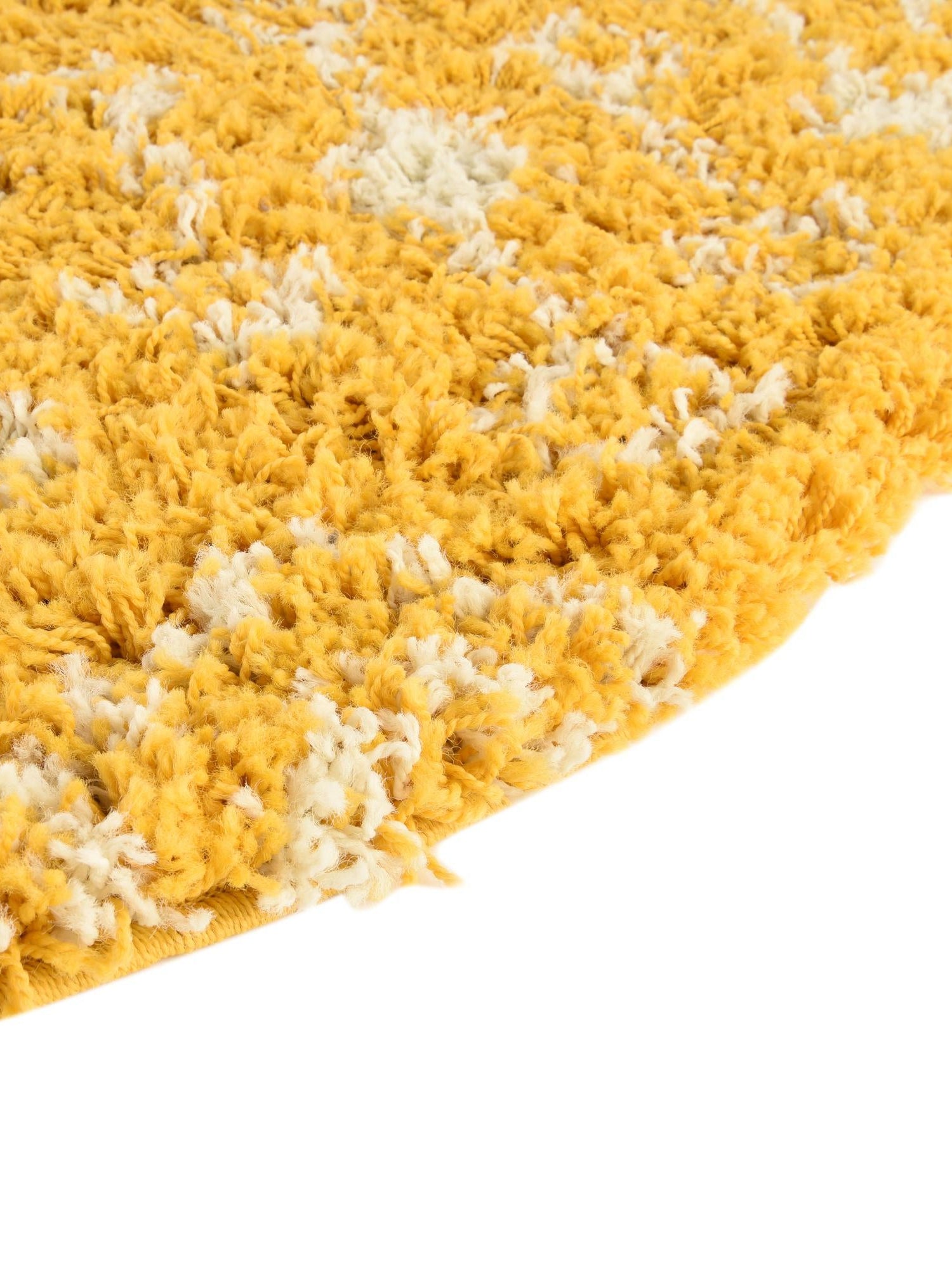 Yellow 6' 1 x 6' 1 Moroccan Trellis Shag Round Area Rug Thick Soft Touch Fluffy & Plush Shaggy Pile 100% Polypropylene Geometric Traditional Carpet for Sale at Rug Engine