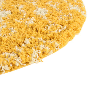 Yellow 6' 1 x 6' 1 Moroccan Trellis Shag Round Area Rug Thick Soft Touch Fluffy & Plush Shaggy Pile