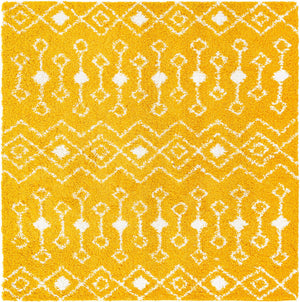 Yellow 8' x 8' Moroccan Trellis Shag Square Rug