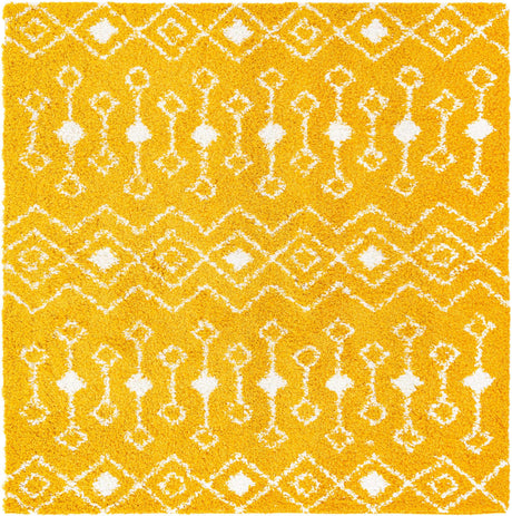 Yellow 8' x 8' Moroccan Trellis Shag Square Rug