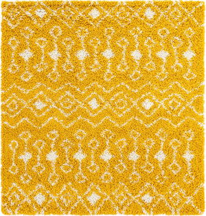 Yellow 6' x 6' Moroccan Trellis Shag Square Rug