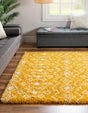 Yellow 5' 3 x 5' 3 Moroccan Trellis Shag Square Area Rug Thick Soft Touch Fluffy & Plush Shaggy Pile 100% Polypropylene Geometric Traditional Carpet for Sale at Rug Engine