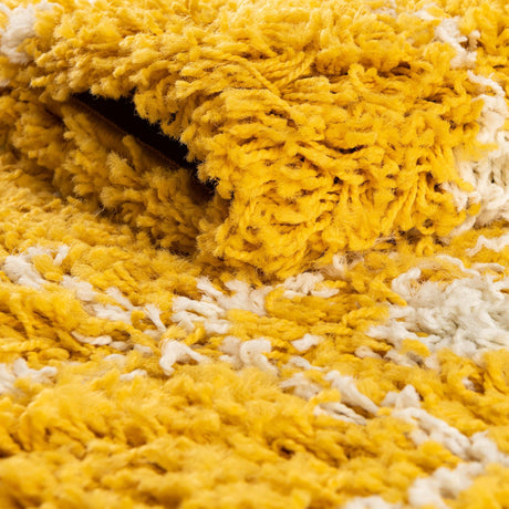 Yellow 10' x 10' Moroccan Trellis Shag Square Area Rug Thick Soft Touch Fluffy & Plush Shaggy Pile 100% Polypropylene Geometric Traditional Carpet for Sale at Rug Engine
