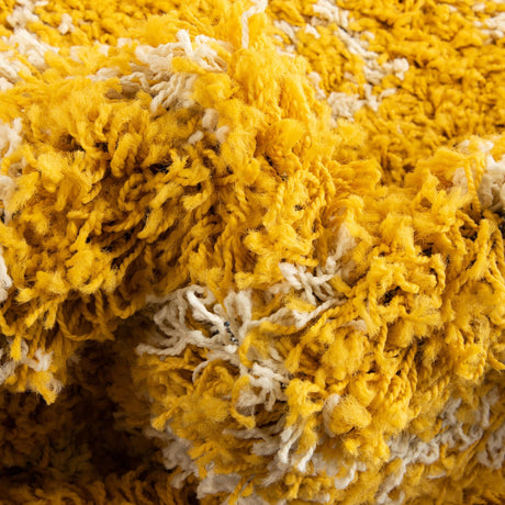 Yellow 10' x 10' Moroccan Trellis Shag Square Area Rug Thick Soft Touch Fluffy & Plush Shaggy Pile 100% Polypropylene Geometric Traditional Carpet for Sale at Rug Engine
