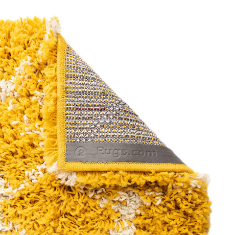 Yellow 4' 1 x 4' 1 Moroccan Trellis Shag Square Area Rug Thick Soft Touch Fluffy & Plush Shaggy Pile 100% Polypropylene Geometric Traditional Carpet for Sale at Rug Engine