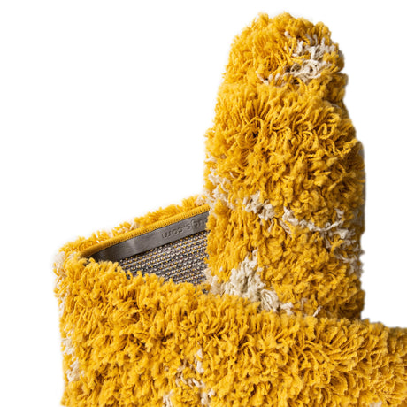 Yellow 3' 1 x 3' 1 Moroccan Trellis Shag Square Area Rug Thick Soft Touch Fluffy & Plush Shaggy Pile 100% Polypropylene Geometric Traditional Carpet for Sale at Rug Engine