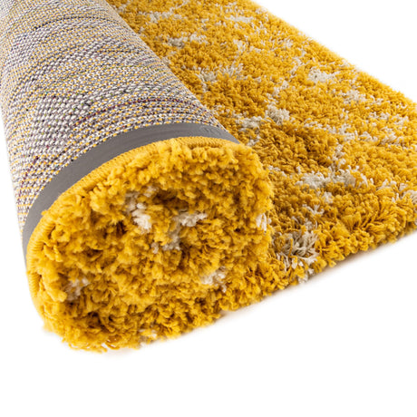 Yellow 6' 1 x 6' 1 Moroccan Trellis Shag Square Area Rug Thick Soft Touch Fluffy & Plush Shaggy Pile 100% Polypropylene Geometric Traditional Carpet for Sale at Rug Engine