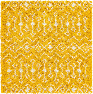 Yellow 5' 3 x 5' 3 Moroccan Trellis Shag Square Rug