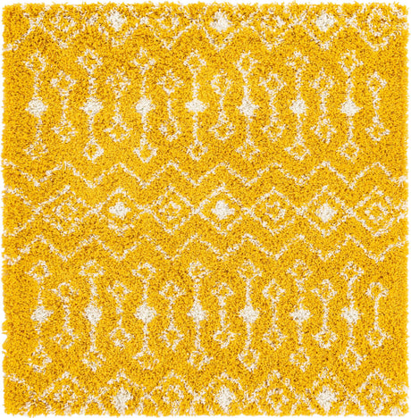 Yellow 5' 3 x 5' 3 Moroccan Trellis Shag Square Rug
