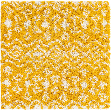 Yellow 3' 3 x 3' 3 Moroccan Trellis Shag Square Rug