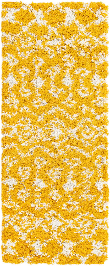 Yellow 2' x 5' Moroccan Trellis Shag Runner Rug