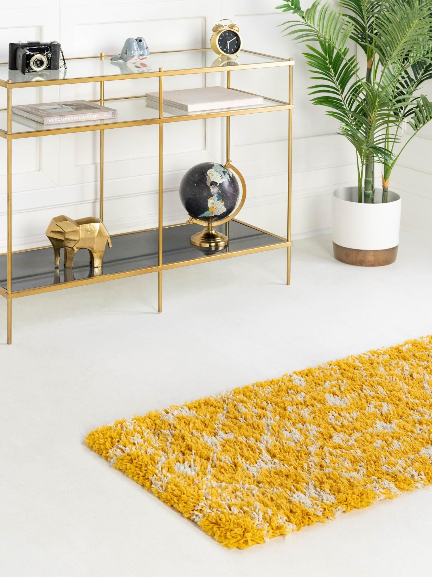 Yellow 2' 7 x 12' Moroccan Trellis Shag Runner Area Rug Thick Soft Touch Fluffy & Plush Shaggy Pile 100% Polypropylene Geometric Traditional Carpet for Sale at Rug Engine