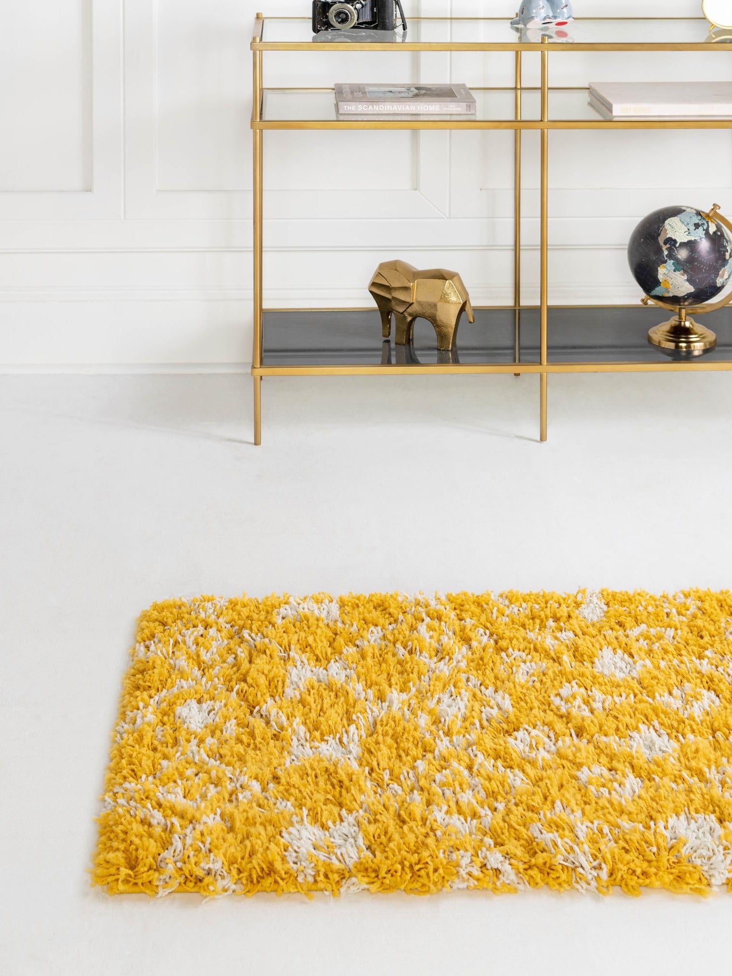 Yellow 2' 7 x 12' Moroccan Trellis Shag Runner Area Rug Thick Soft Touch Fluffy & Plush Shaggy Pile 100% Polypropylene Geometric Traditional Carpet for Sale at Rug Engine