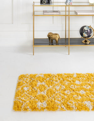 Yellow 2' x 8' Moroccan Trellis Shag Runner Rug