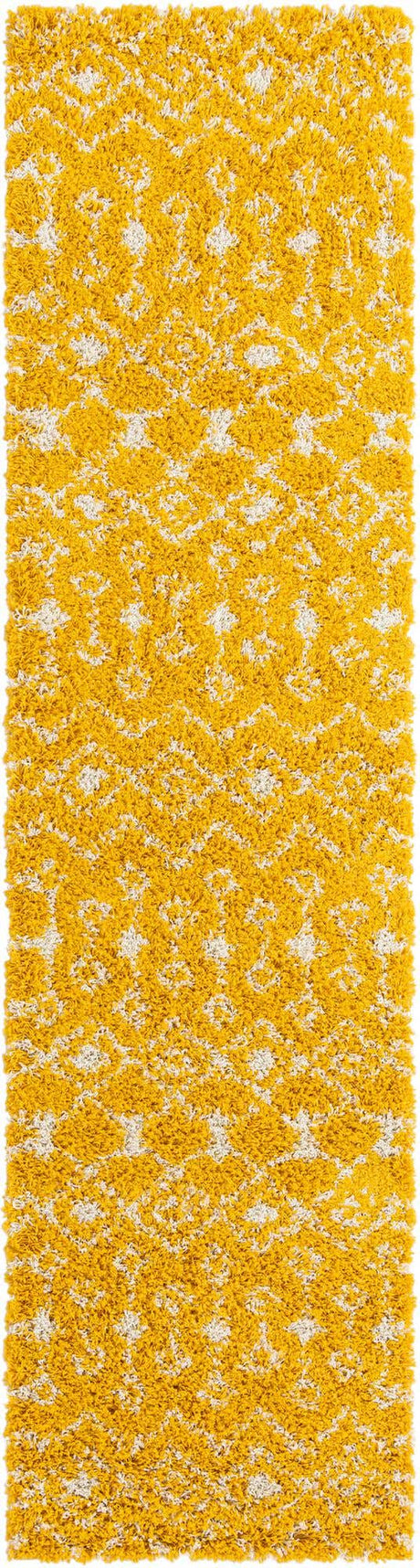 Yellow 3' x 10' Moroccan Trellis Shag Runner Rug