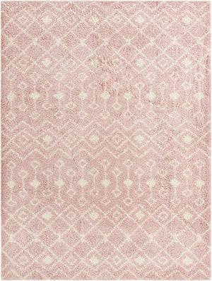Light Pink 10' x 14' 1 Moroccan Trellis Shag Rectangle Area Rug Thick Soft Touch Fluffy & Plush Shaggy Pile