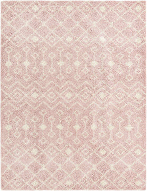 Light Pink 10' x 13' Moroccan Trellis Shag Rectangle Rug