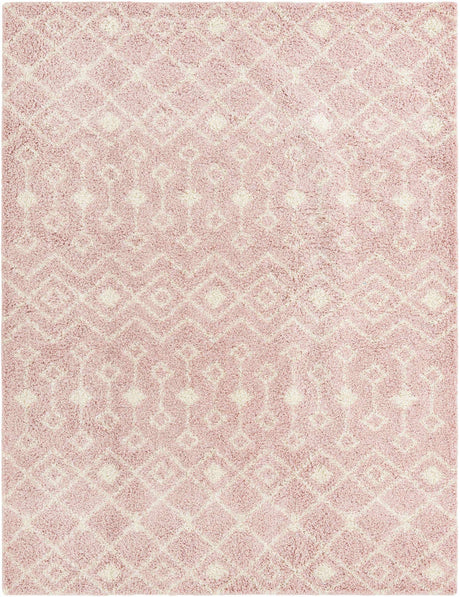 Light Pink 10' x 13' Moroccan Trellis Shag Rectangle Rug
