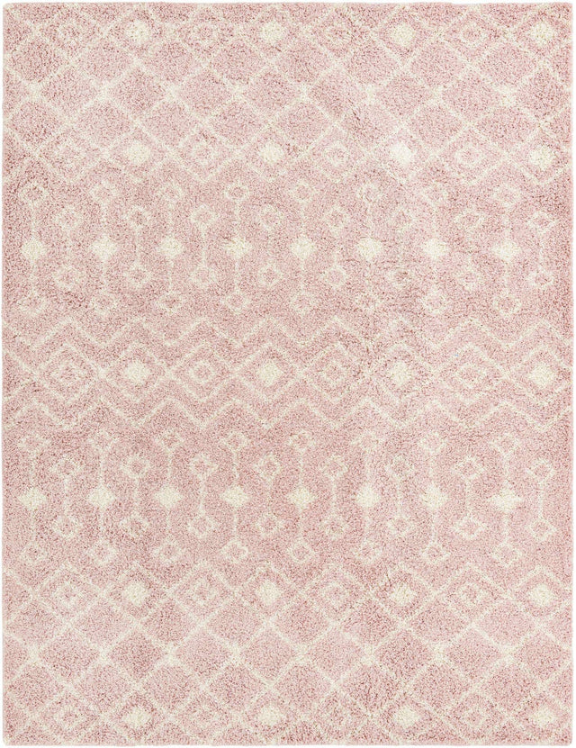 Light Pink 10' x 13' Moroccan Trellis Shag Rectangle Rug