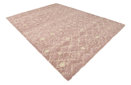 Light Pink 9' x 12' Moroccan Trellis Shag Rectangle Area Rug Thick Soft Touch Fluffy & Plush Shaggy Pile 100% Polypropylene Geometric Traditional Carpet for Sale at Rug Engine