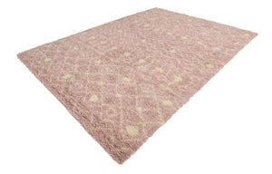 Light Pink 9' x 12' Moroccan Trellis Shag Rectangle Area Rug Thick Soft Touch Fluffy & Plush Shaggy Pile