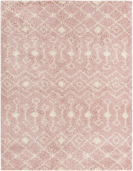 Light Pink 8' x 10' Moroccan Trellis Shag Rectangle Rug