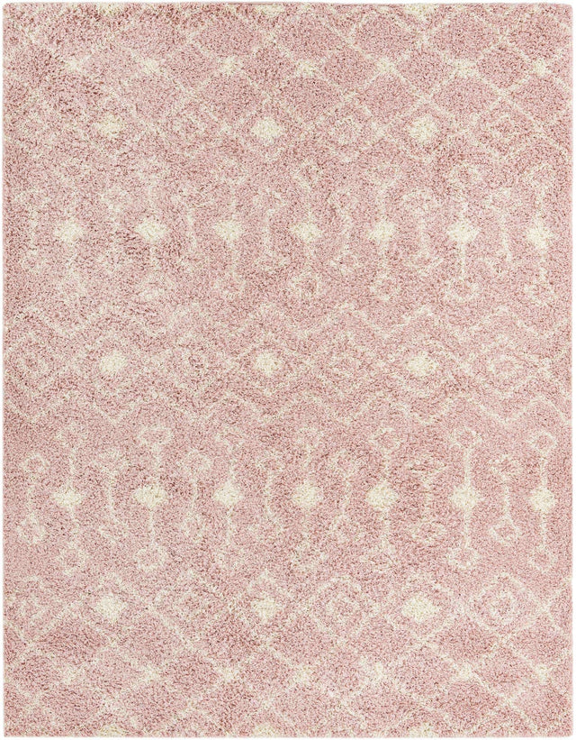 Light Pink 8' x 10' Moroccan Trellis Shag Rectangle Rug