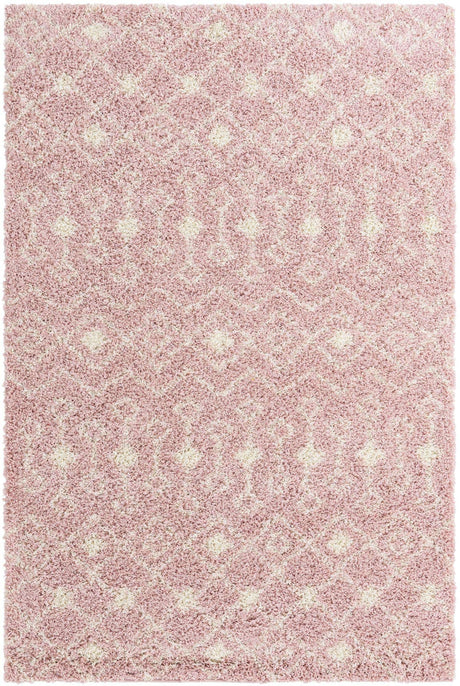 Light Pink 6' x 9' Moroccan Trellis Shag Rectangle Rug