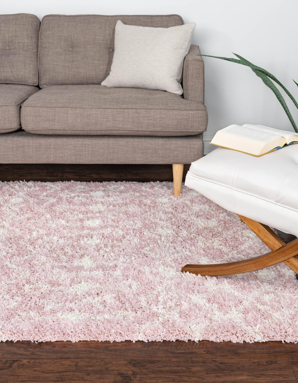 Light Pink 7' 10 x 10' Moroccan Trellis Shag Rectangle Area Rug Thick Soft Touch Fluffy & Plush Shaggy Pile 100% Polypropylene Geometric Traditional Carpet for Sale at Rug Engine