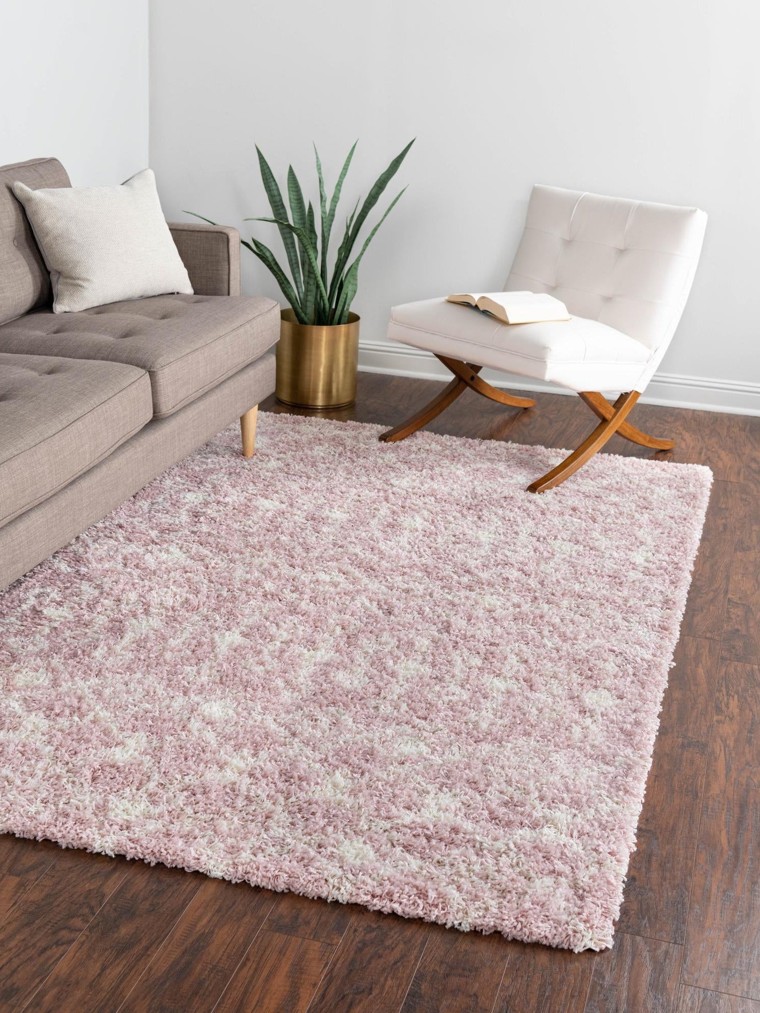 Light Pink 5' 3 x 8' Moroccan Trellis Shag Rectangle Area Rug Thick Soft Touch Fluffy & Plush Shaggy Pile 100% Polypropylene Geometric Traditional Carpet for Sale at Rug Engine