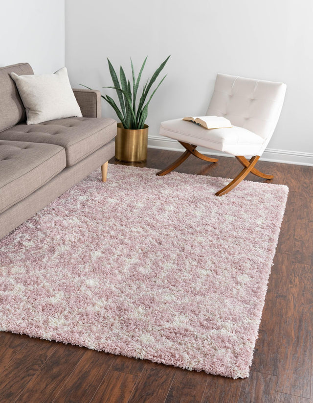 Light Pink 6' x 9' Moroccan Trellis Shag Rectangle Rug