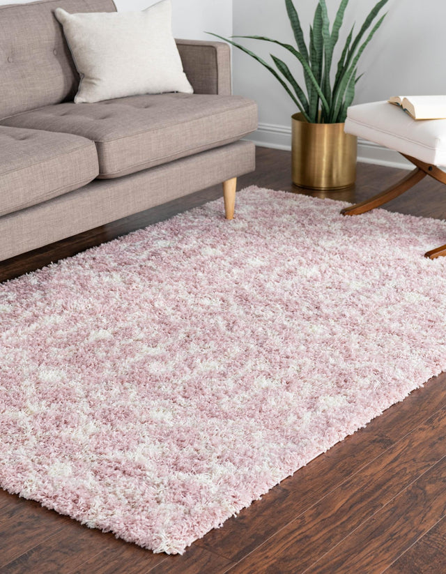 Light Pink 8' x 10' Moroccan Trellis Shag Rectangle Rug