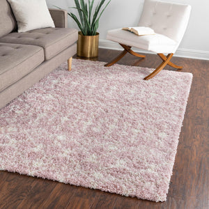 Light Pink 2' x 3' 1 Moroccan Trellis Shag Rectangle Area Rug Thick Soft Touch Fluffy & Plush Shaggy Pile