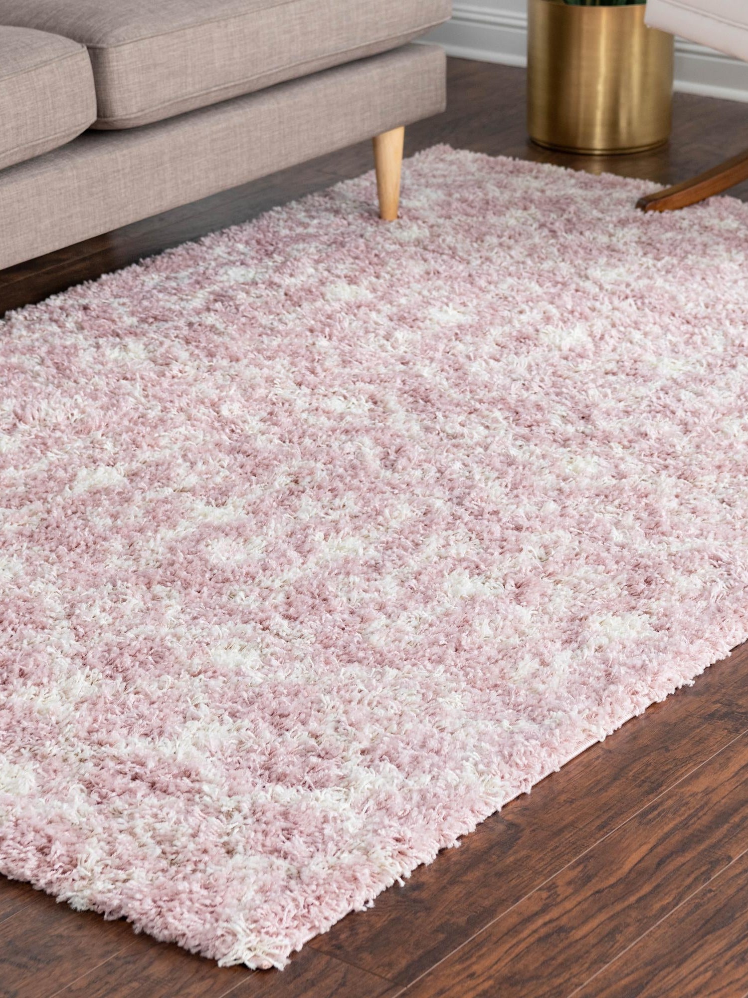 Light Pink 4' 1 x 6' 1 Moroccan Trellis Shag Rectangle Area Rug Thick Soft Touch Fluffy & Plush Shaggy Pile 100% Polypropylene Geometric Traditional Carpet for Sale at Rug Engine