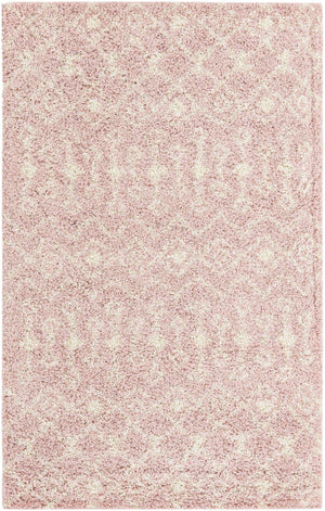 Light Pink 5' 3 x 8' Moroccan Trellis Shag Rectangle Area Rug Thick Soft Touch Fluffy & Plush Shaggy Pile