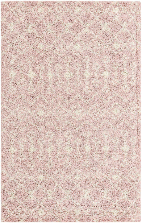 Light Pink 5' 3 x 8' Moroccan Trellis Shag Rectangle Rug