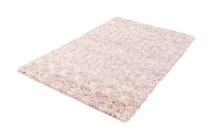 Light Pink 4' 1 x 6' 1 Moroccan Trellis Shag Rectangle Area Rug Thick Soft Touch Fluffy & Plush Shaggy Pile