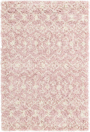 Light Pink 4' 1 x 6' 1 Moroccan Trellis Shag Rectangle Area Rug Thick Soft Touch Fluffy & Plush Shaggy Pile